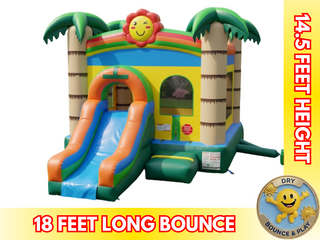 Tropical Combo Bounce House With Slide