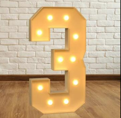 #3 Marquee Number with Lights-4FT