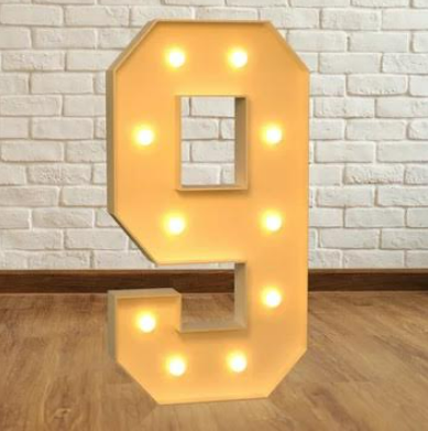 #9 Marquee Number with Lights-4FT