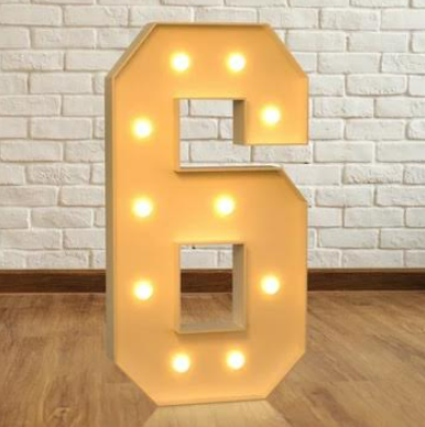 #6 Marquee Number with Lights-4FT