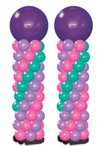 2 -7FT Eco Balloon Column Pink and Purple 