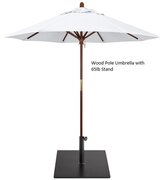 White Umbrella with Base-Wood Pole