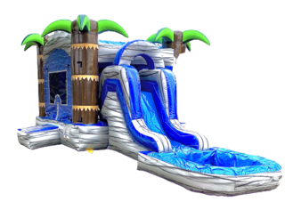 Blue Tropic (Wet) Bounce House Combo 