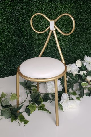 Bow Tie Chair White Leather and Gold