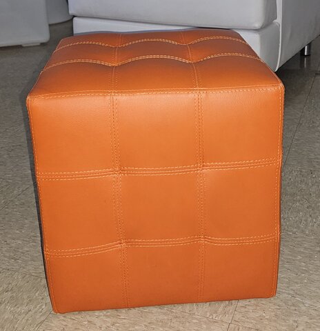 Orange Leather Ottoman