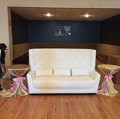 High Back White Leather Love Seat