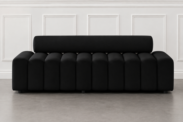 Black Rippled Sofa
