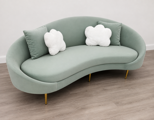 Teal Velvet Sofa 