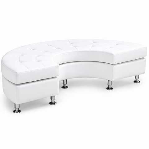 White Letter Curved Bench
