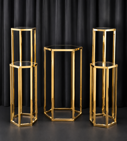 Gold Hexagon Pedestal