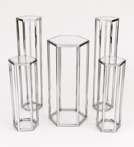 Medium Silver Hexagon Pedestal
