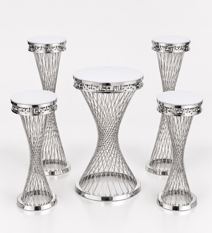 Medium White and Silver Matrix Pedestal