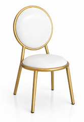 Round White Leather Chair with Gold Trim