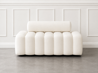 Cream Rippled Velvet Loveseat