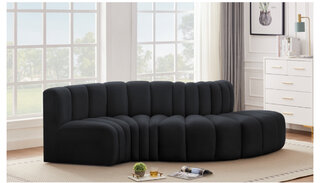 "NEW" Wavy Black Sofa