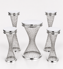 Medium White and Silver Matrix Pedestal