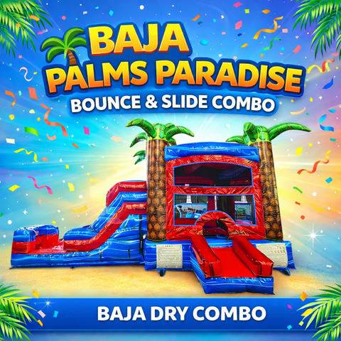 🌴 Baja Palms Paradise Bounce and Slide Combo – With 2 Hoops