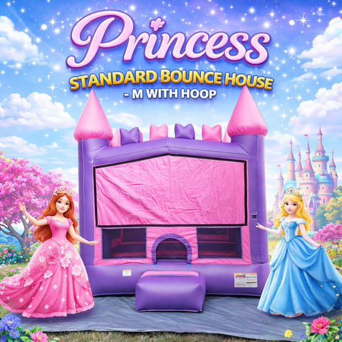 👑 Princess Standard Bounce House – M with Hoop