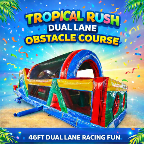 🌈 Tropical Rush Dual Lane Obstacle Course 46FT