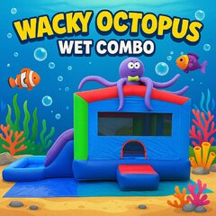 Wacky Octopus Water Bounce and Slide Combo with pool