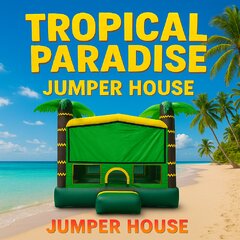 Tropical Paradise Bounce House- M with Hoop
