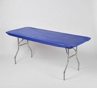 Blue Plastic Fitted Table Covers - 6' Banquet 