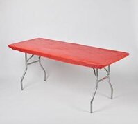 Red Plastic Fitted Table Covers - 6' Banquet 
