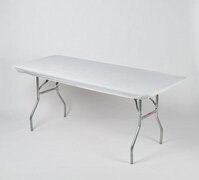 White Plastic Fitted Table Covers - 6' Banquet 