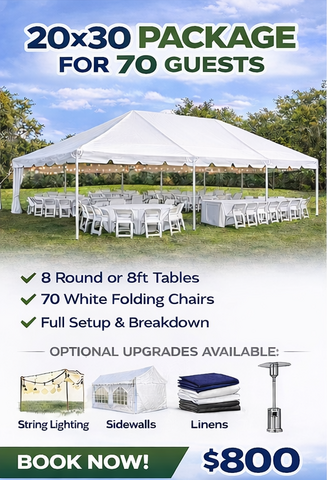 20x30 Event Tent Package - 70 Guests