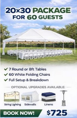 20x30 Package for 60 Guests