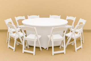 5' Round Banquet Table and 8 Garden Chair Sets