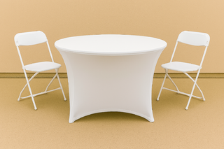 5ft Round Table White Spandex Cover 