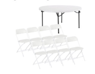 5' Round Banquet Table and 8 Plastic Chair Sets