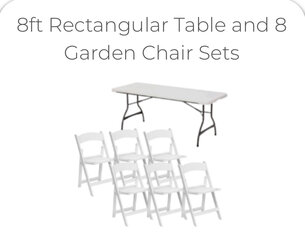 8ft Rectangular Table and 8 Garden Chair Sets