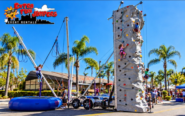 25ft Rock Wall / Bungee Trampoline Combo