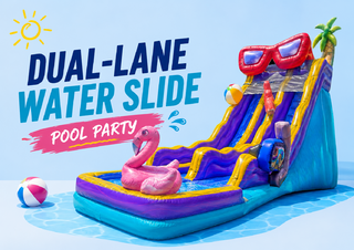 20ft Pool Party Dual Lane Waterslide 519