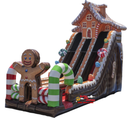 24ft Gingerbread House Dual Lane Dry Slide 