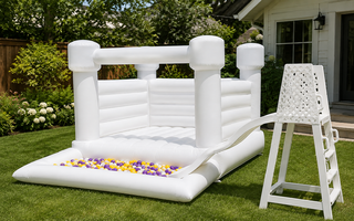 Deluxe White Bouncer Ball Pit With Slide #23-1 + Slide