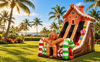 24ft Gingerbread House Dual Lane Dry Slide 709