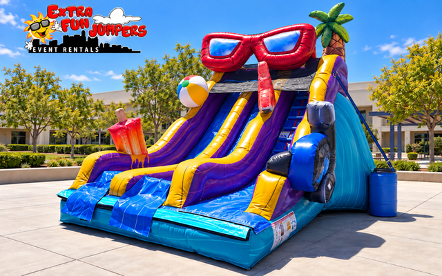  17ft Pool Party Dual Lane Dry Slide 526