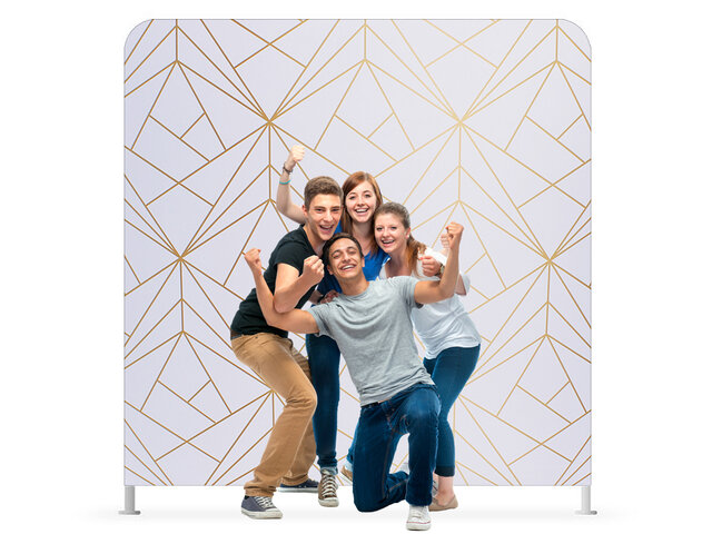 Photo Booth Backdrop (White & Gold Geometric)