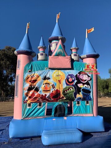 Sesame Street Magic Castle with Obstacles and Basketball Hoop 