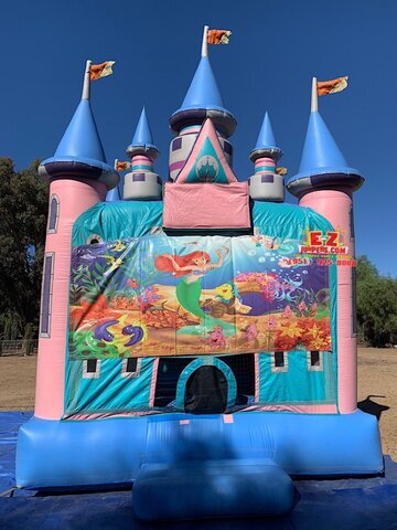  Ariel / Little Mermaid Magic Castle with Obstacles and Basketball Hoop 