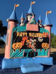 Halloween - Pumpkins Magic Castle with Obstacles and Basketball Hoop 