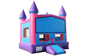 Pink Modular Lg Bounce House with Basketball Hoop