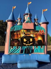 Halloween - Jack-o-Lantern Magic Castle with Obstacles and Basketball Hoop 