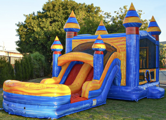 Blue Bounce House Dry Slide Rental