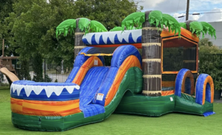 Tropical Bounce House with Dry Slide 