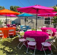 Outdoor table with umbrella & chair set 