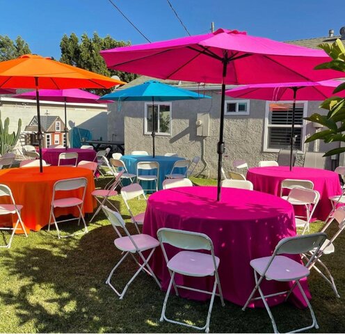 Outdoor table with umbrella & chair set 